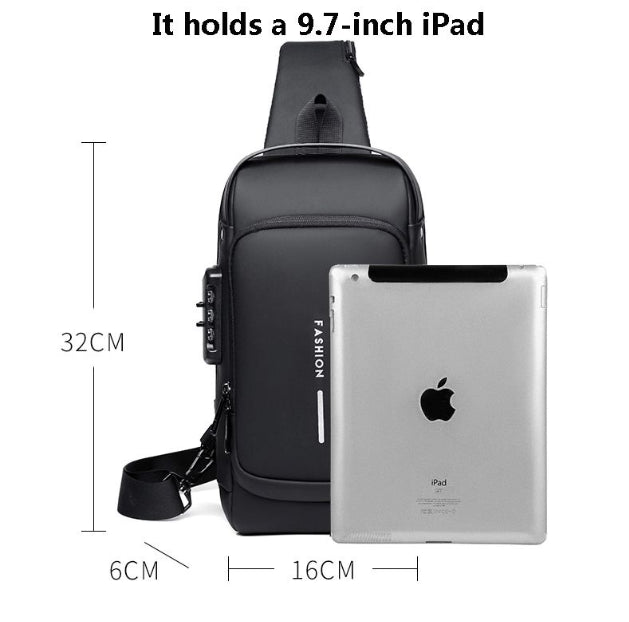Open Tech™ Anti-Theft Lock Sling Chest Bag with USB Port