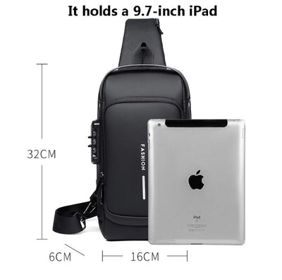 Open Tech™ Anti-Theft Lock Sling Chest Bag with USB Port