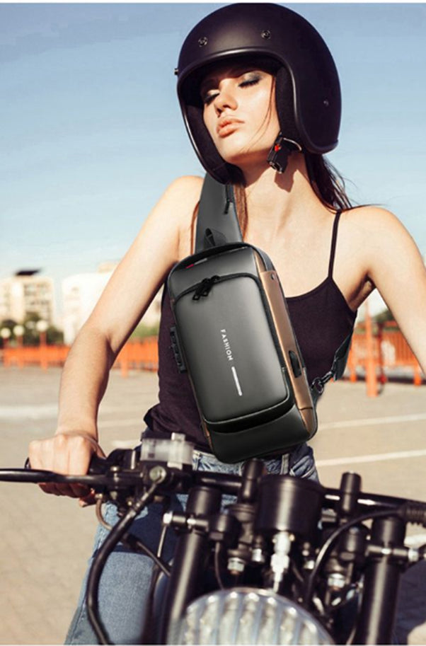 Open Tech™ Anti-Theft Lock Sling Chest Bag with USB Port