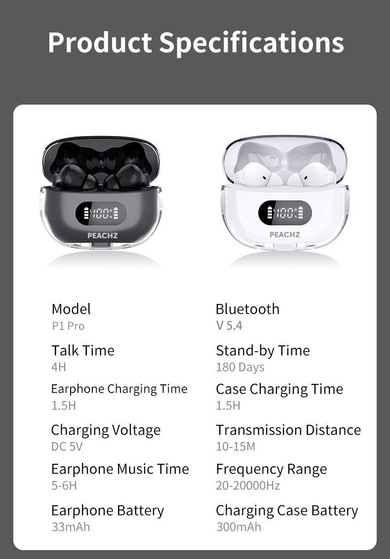 Open Tech™ P1 Pro Wireless Earbuds | Bluetooth 5.3 TWS Headphones